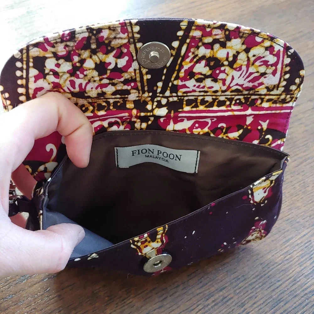Fion Poon Maylasia Collection Dark Purple Boho Wristlet Wallet NEW with Tags